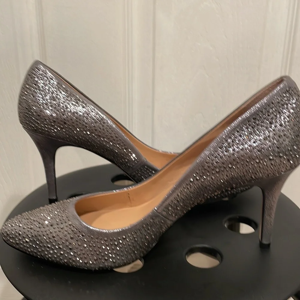 INC International Concepts Sparkling Silver Rhinestone Pointed Toe Heels